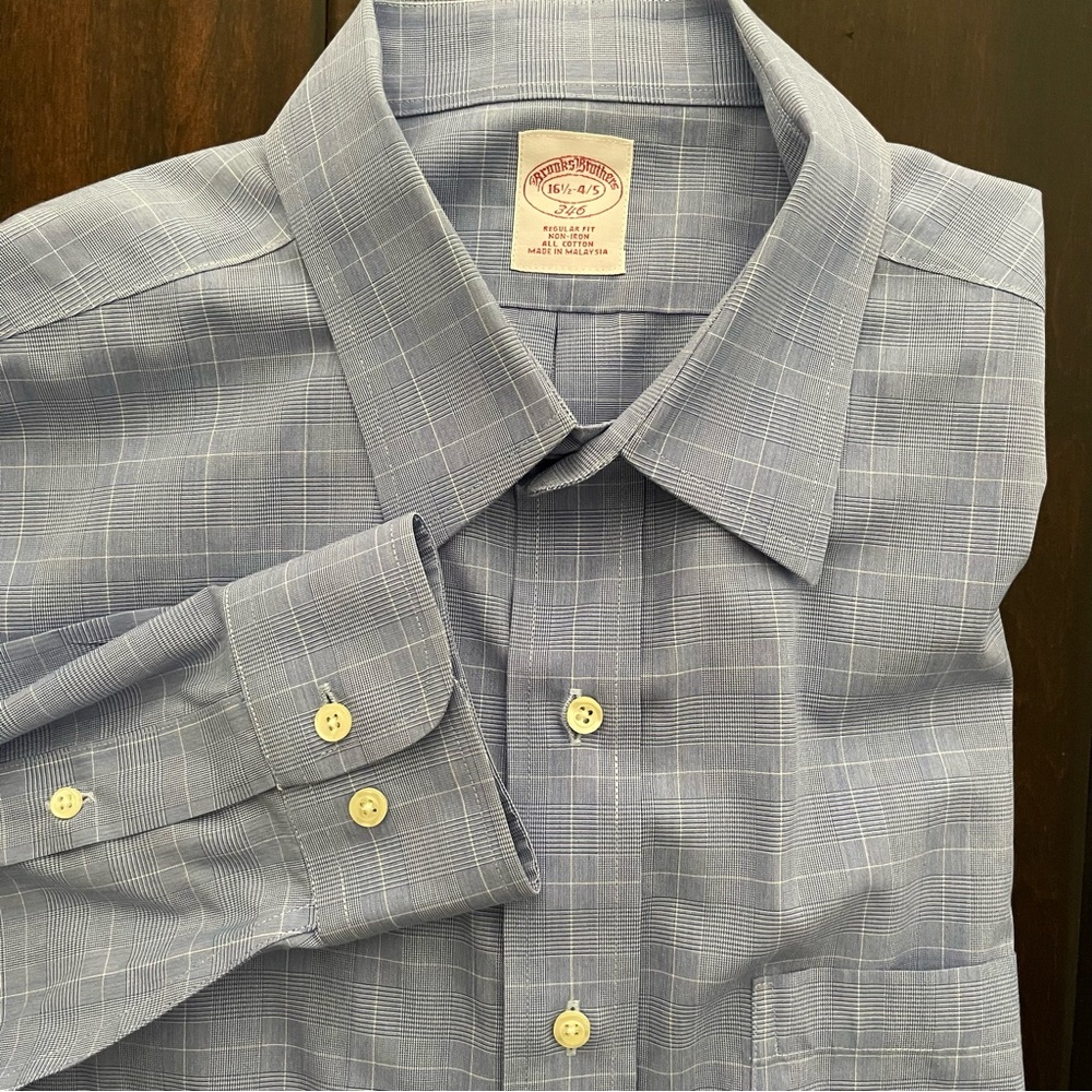 Brooks Brothers 346 Non-Iron Cotton Button Front Dress Shirt, 16 1/2 - 4/5.